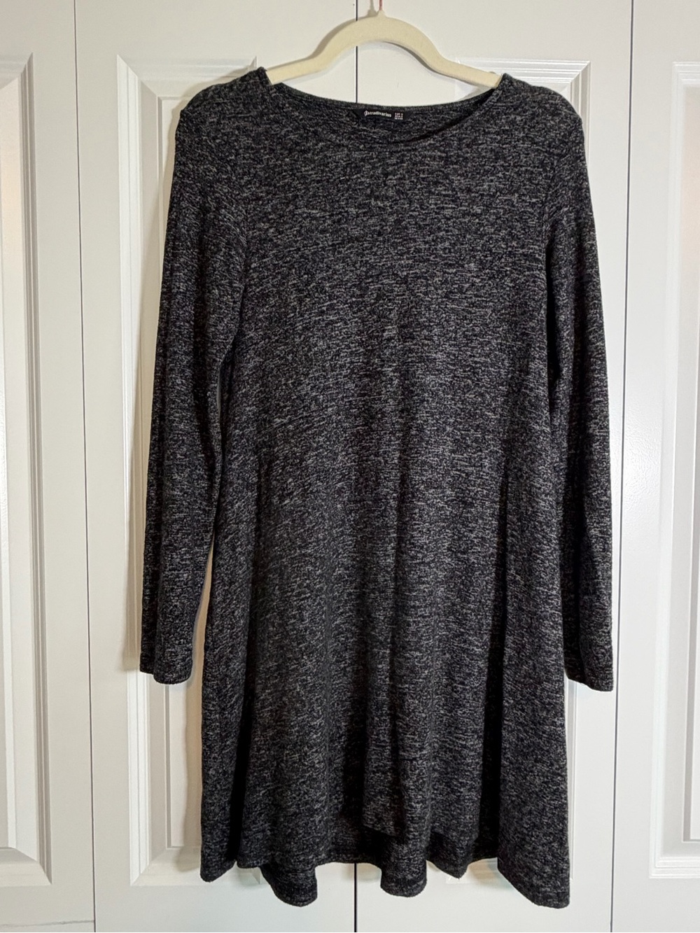 Stradivarius Charcoal Gray Long-Sleeve Swing Dress